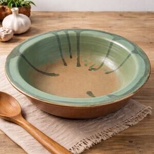 Studio Pottery Drip Glaze Bowl Signed DBO Barten Green Brown